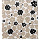 Trendy Flower Pattern in Taupe, Black en White Douchegordijn (Voorkant)