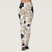 Trendy Flower Pattern in Taupe, Black en White Leggings (Achterkant)