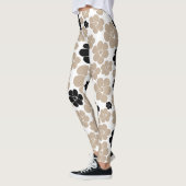 Trendy Flower Pattern in Taupe, Black en White Leggings (Links)