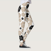 Trendy Flower Pattern in Taupe, Black en White Leggings (Rechts)