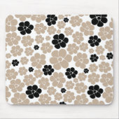 Trendy Flower Pattern in Taupe, Black en White Muismat (Voorkant)