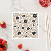 Trendy Flower Pattern in Taupe, Black en White Servet (Insitu)