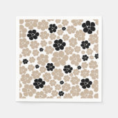 Trendy Flower Pattern in Taupe, Black en White Servet (Voorkant)