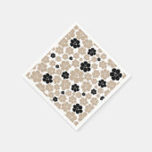 Trendy Flower Pattern in Taupe, Black en White Servet (Hoek)