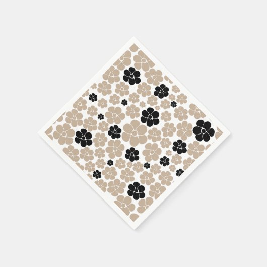Trendy Flower Pattern in Taupe, Black en White Servet (Hoek)