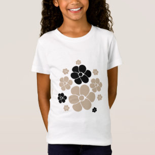 Trendy Flower Pattern in Taupe, Black en White T-shirt