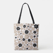 Trendy Flower Pattern in Taupe, Black en White Tote Bag (Achterkant)