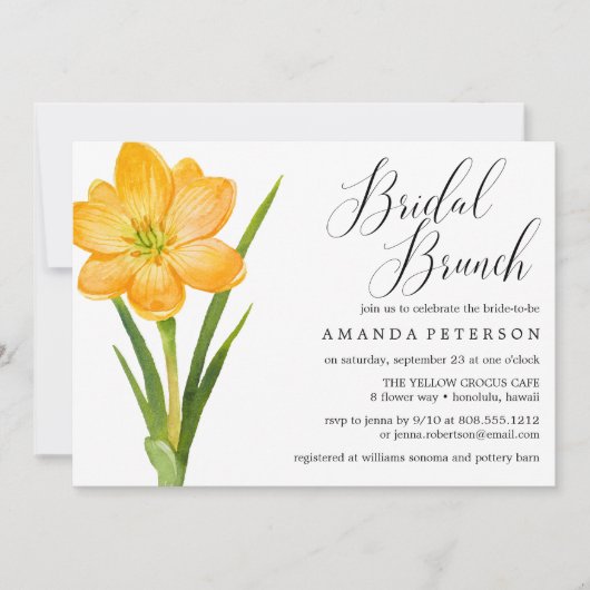 Trendy Flower YELLOW CROCUS bruiloft Bridal Brunch Kaart (Voorkant)
