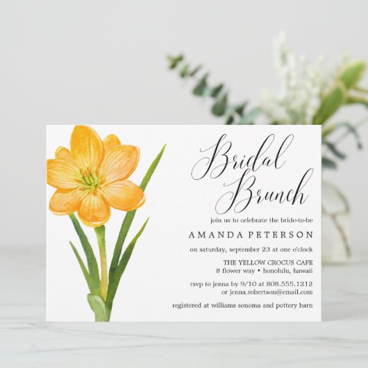 Trendy Flower YELLOW CROCUS bruiloft Bridal Brunch Kaart (Staand voorkant)