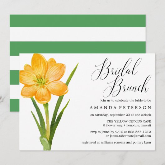 Trendy Flower YELLOW CROCUS bruiloft Bridal Brunch Kaart (Voorkant / Achterkant)