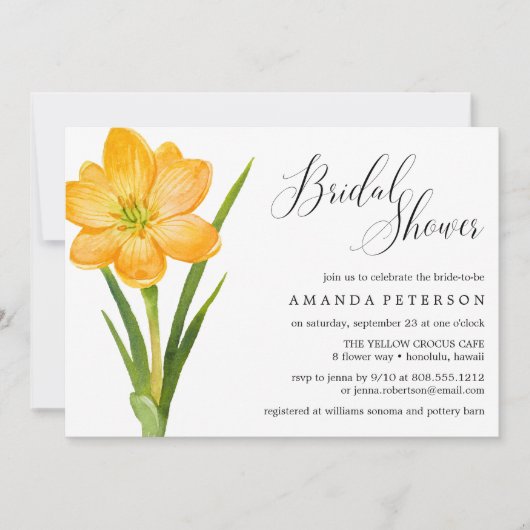 Trendy Flower YELLOW CROCUS bruiloft Vrijgezellenf Kaart (Voorkant)