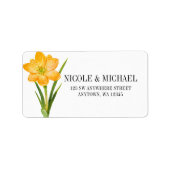 Trendy Flower yellow crocus daffodil bruiloft Etiket (Voorkant)