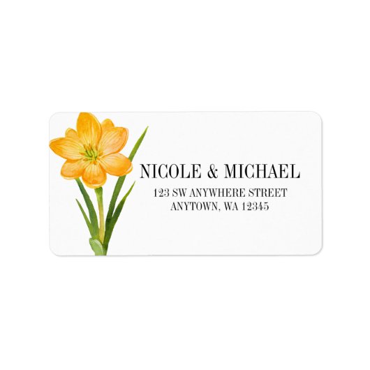 Trendy Flower yellow crocus daffodil bruiloft Etiket (Voorkant)