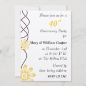 Trendy Flowers 40th Wedding Jubileum Party Kaart (Achterkant)