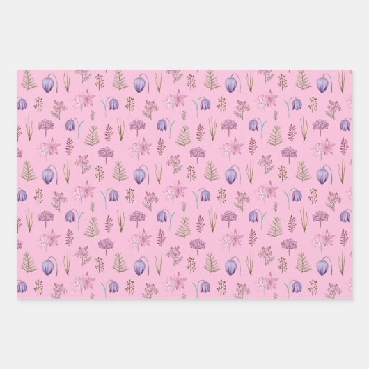 Trendy  Flowers Garden Eerste Tweede Verjaardag Inpakpapier Vel (Voorkant)