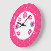 Trendy Flowers Girly Nursery Clock - Pink Grote Klok (Hoek)