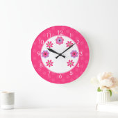 Trendy Flowers Girly Nursery Clock - Pink Grote Klok (Huis)