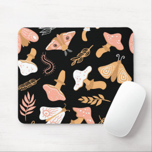 Trendy Flowers, paddenstoelen en botervliegen Muismat