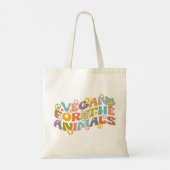 Trendy Flowers Retro Vegan voor de dieren Tote Bag (Achterkant)
