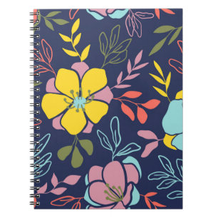Trendy flowers seamless pattern. Small vintage flo Notitieboek