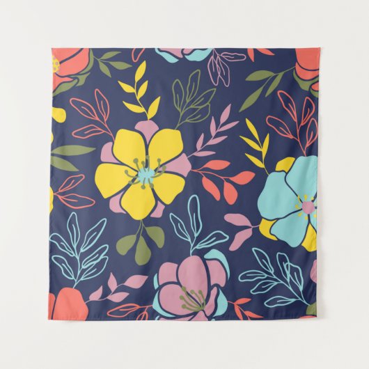 Trendy flowers seamless pattern. Small vintage flo Wandkleed (Voorkant)