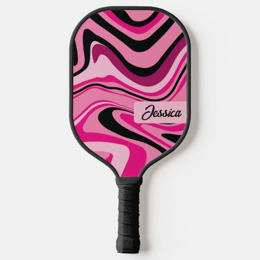 Trendy Fluid Curvy Pink Persoonlijk Pickleball Paddle (Achterkant)