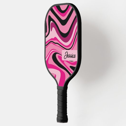 Trendy Fluid Curvy Pink Persoonlijk Pickleball Paddle (Links)