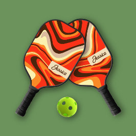 Trendy Fluid Curvy Red Persoonlijk Pickleball Paddle