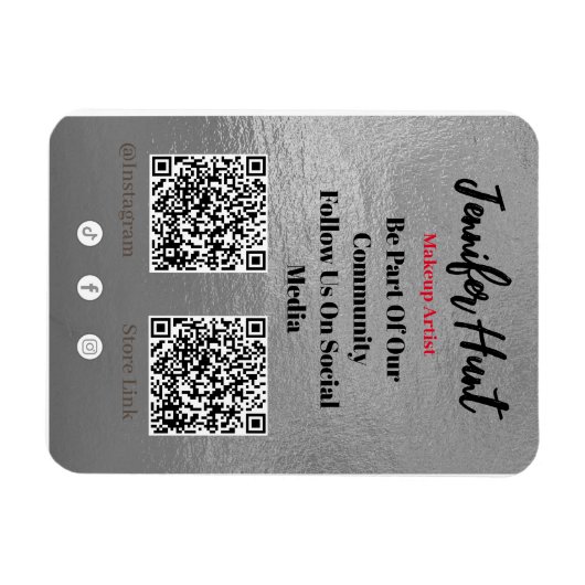 Trendy Flyers Social Media QR Code Uitnodiging Magneet (Horizontaal)