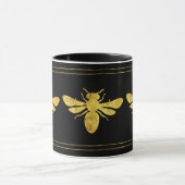 Trendy Folie Bee Gold op Zwart Mok (Midden)