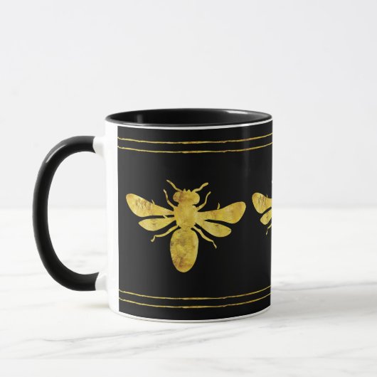 Trendy Folie Bee Gold op Zwart Mok (Links)