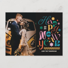 Trendy Font Mix Nieuwjaar foto vakantie Briefkaart