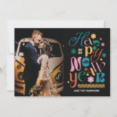 Trendy Font Mix Nieuwjaar fotokaart Feestdagenkaart (Voorkant)