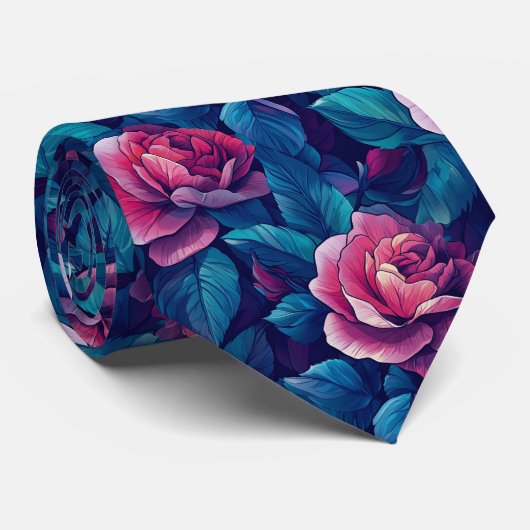 Trendy For Him Rose Floral Stropdas (Opgerold)