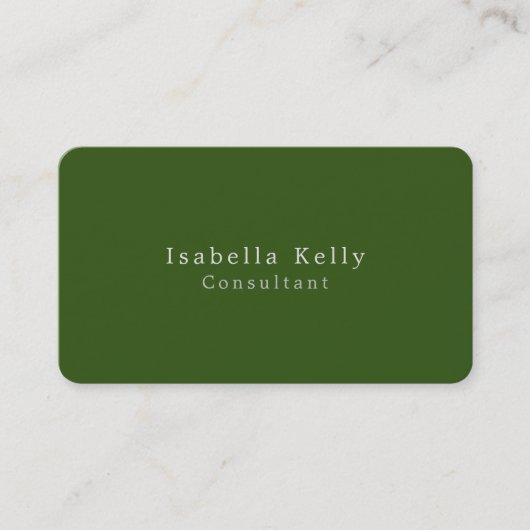 Trendy Forest Green Color Plain Unique Stijlvol Visitekaartje (Voorkant)