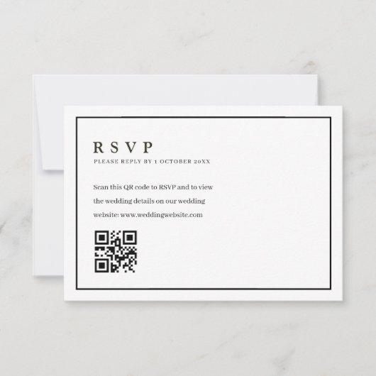 Trendy formele lijst bruiloft QR code rsvp kaart (Voorkant)
