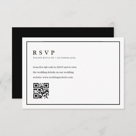 Trendy formele lijst bruiloft QR code rsvp kaart (Voorkant / Achterkant)