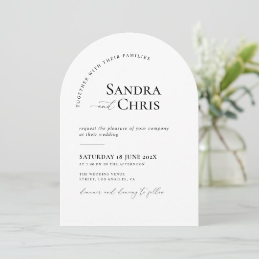 Trendy formele zwart-wit huwelijksuitnodiging kaart (Staand voorkant)