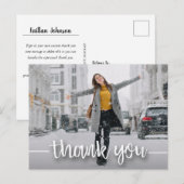Trendy foto afstudeer witte script bedankt briefkaart (Voorkant / Achterkant)