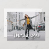 Trendy foto afstudeerder witte script bedankt briefkaart (Voorkant / Achterkant)