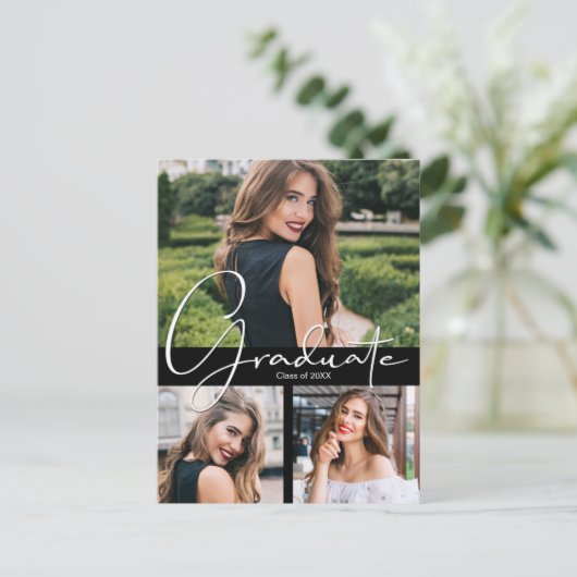 Trendy foto afstudeerfeest uitnodiging (Staand voorkant)