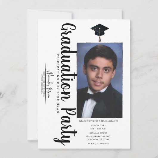 Trendy foto afstudeerfeest viering BBQ Kaart (Voorkant)