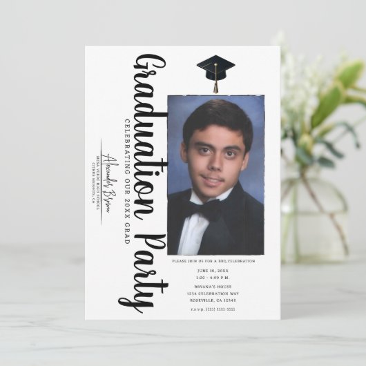 Trendy foto afstudeerfeest viering BBQ Kaart (Staand voorkant)