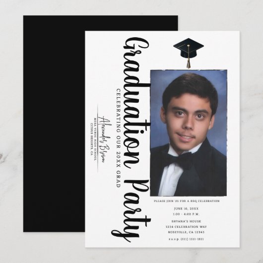 Trendy foto afstudeerfeest viering BBQ Kaart (Voorkant / Achterkant)