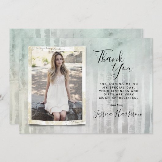 Trendy Foto Afstuderen Bedankt kaarten (Voorkant / Achterkant)