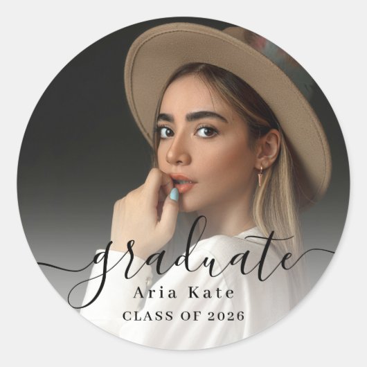Trendy foto Afstuderen met het jaar van de klas Ronde Sticker (Voorkant)
