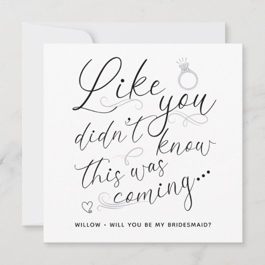 Trendy Foto Bruidsmeisje Verzoek Kaart Notitiekaartje (Voorkant)