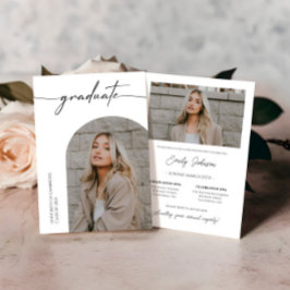 Trendy foto chique afstudeerfeest uitnodiging