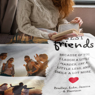 Trendy Foto Collage & Citaat van Beste Vriendinnen Fleece Deken