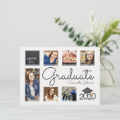 Trendy foto-collage pet afstudeer aankondiging (Staand voorkant)
